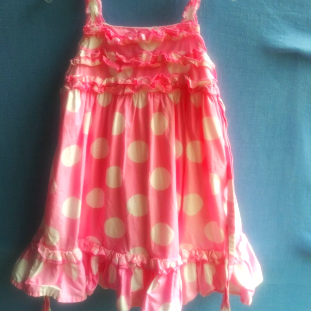 Polly & Friends Girls Size 5 Pink Polka Dot Ruffled Dress